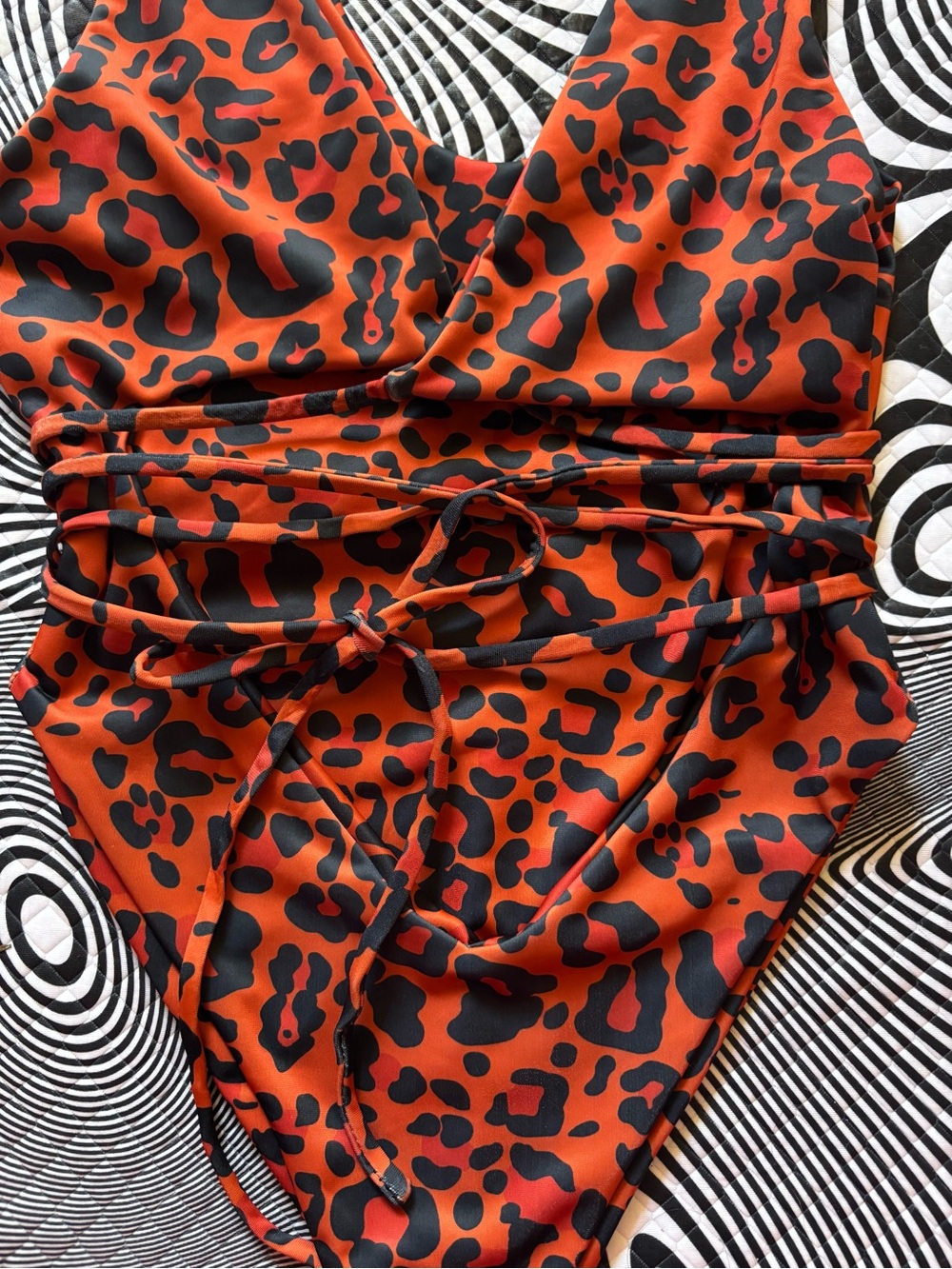 Leopard Print Rust One-Piece Swimsuit - Picture 2 of 5